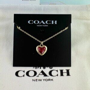 Coach red heart stone gold necklace